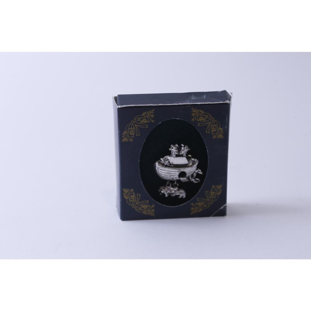 Noah's Ark with Hanging Animal Charms, Silver Brooch, Jewelry, Eye-catching